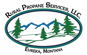 Rural Propane Services Logo. Graphical image with blue mountains in the back with 4 green trees in the front.